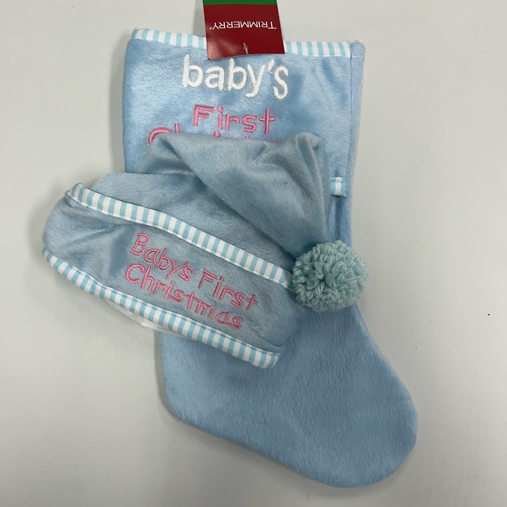 Baby's First Christmas Stocking and Hat Set